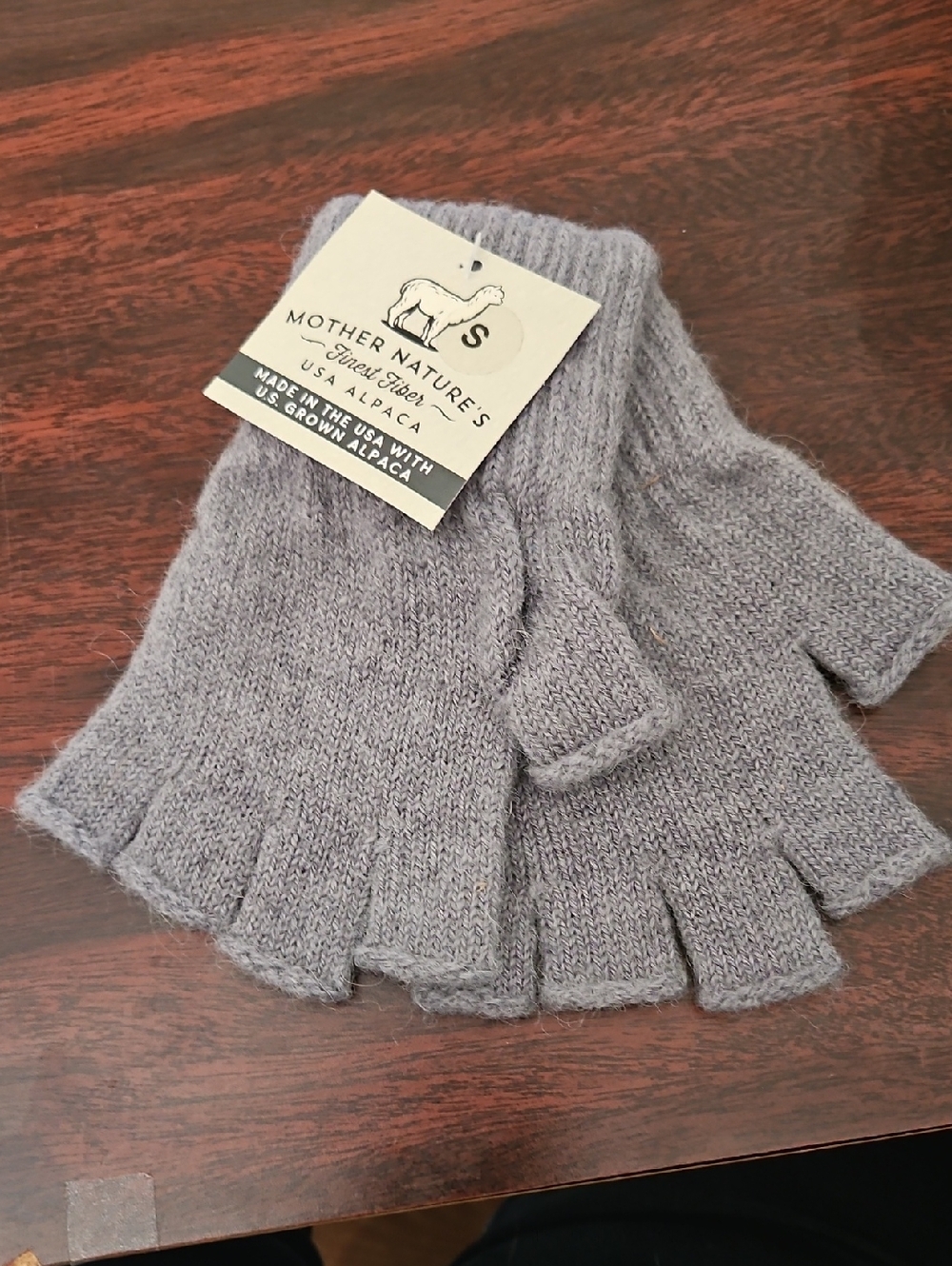 Mother Nature's Alpaca Light Gray Fingerless Gloves